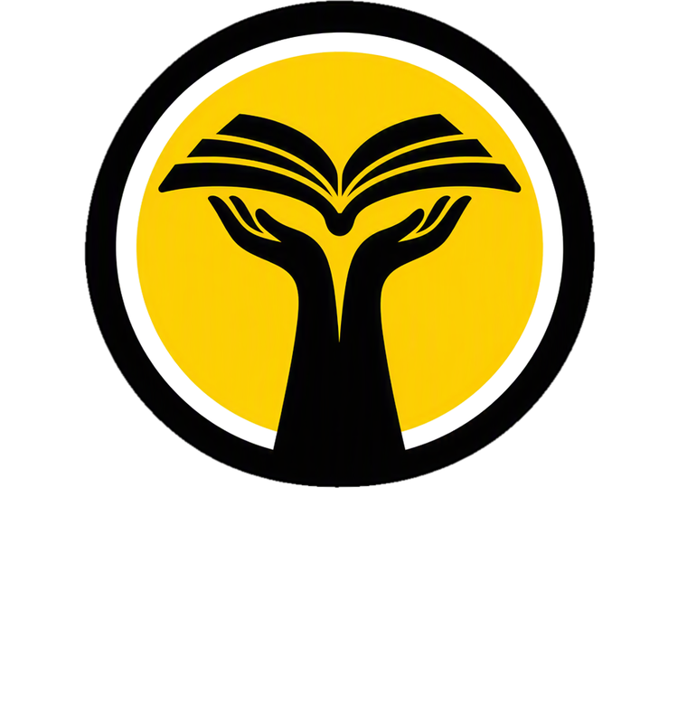 Canopy logo: two raised hands holding an open book, forming a baobab inside a yellow sun